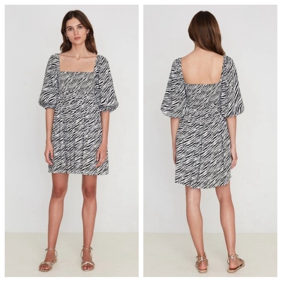 faithfull the brand alina zebra animal print ruched mini dress